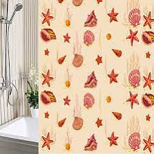 Штора для ванной комнаты 180х180см А-СТИЛЬ Ракушки пэ с кольцами SWS04 Rch