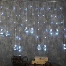 Гирлянда "Бахрома" Шарики Ш:2,4,  В:0,7 Нить Силикон 108LED 220V 8 режимов, белый 2361717