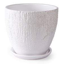 Горшок керамический с поддоном Айсберг №4 высокий овал белый