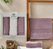 Набор полотенец махровых 3 шт 50х90 + 70х140 баклажан Kasmir Two Dolphins