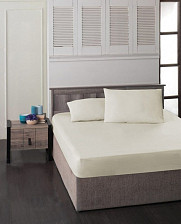 Простынь на резинке с наволочкой хлопок VAROL Размер: 180х200, 2 наволочки 50х70, Цвет: Кремовый