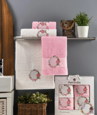 Набор полотенец махровых 4 шт 50х90/2 + 70х140/2 Ceremony розовый Merzuka