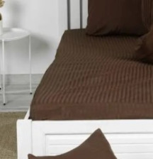 Простынь страйп-сатин 150х230 см шоколад Mariya DeLuxe