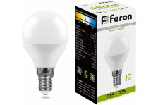 Лампа светодиодная Е14 7W/4000 шар Feron