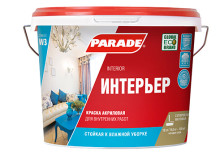 Краска для стен и потолков ИНТЕРЬЕР W3 белая матовая (2,5л) Parade