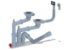 Сифон для кухонных моек 3 1/2x40 двойной, отвод для стиральной машины, перелив, гофра 40х50/50  АНИ F3545SA15