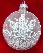 Шар стекло 65 мм Кристальная снежинка в подарочной упаковке КУ-65-18369