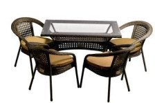 Набор мебели искусственный ротанг Монреаль №3 AIK120+AIK461 (стол+4 стула) серо-коричневый, бежевый