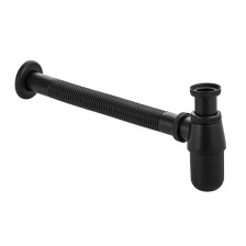 Сифон металлический для раковины нерж сталь/черный 8716
