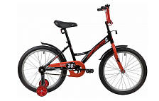 Велосипед NOVATRACK 20" STRIKE черный-красный, тормоз ножной, крылья короткие, защита А-тип