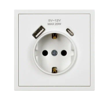 Розетка 1-м скрытой установки c заземлением USB+Type SBE-09w-16-S1-USB белая