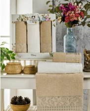 Набор полотенец махровых 3 шт 50х90/2 + 70х140 Vera бежевый Two Dolphins