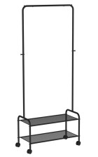 Вешалка гардеробная "Валенсия 22М" 2 полки на колесах Черный