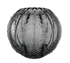 Ваза стеклянная Плиссе h16см, графит