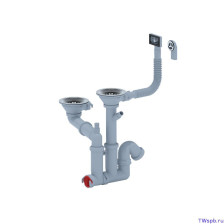Сифон для кухонных моек 3 1/2x40 двойной, отвод для стиральной машины, перелив, гофра 40х50/50  АНИ F7500SA15