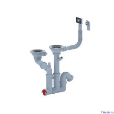 Сифон для кухонных моек 3 1/2x40 двойной, отвод для стиральной машины, перелив, гофра 40х50/50  АНИ F7500SA15