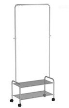 Вешалка гардеробная "Валенсия 22М" 2 полки на колесах Графит