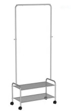 Вешалка гардеробная "Валенсия 22М" 2 полки на колесах Графит