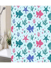 Штора для ванной комнаты 180х180см А-СТИЛЬ Одиссея голубая полиэтилен с кольцами 6984-35