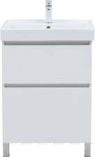 Тумба с раковиной Вега -60 напольная, 2ящика, цвет белый глянец