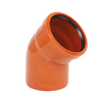 Отвод полипропиленовый 160х45 с кольцом рыжий