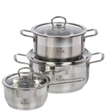 Набор посуды 6 предметов RASHEL стеклянные крышки (1,5л, 3л, 5л) R-3515