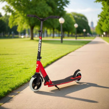 Самокат для детей NOVATRACK DEFT алюминиевый, колеса 180/145 мм PU, эргономичный руль, красный