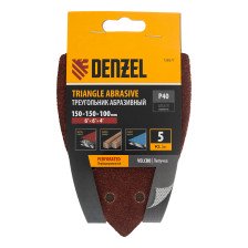 Лист шлифовальный дельтавидный 150x150x100мм P40 11 отв липучка 5шт Denzel 738577