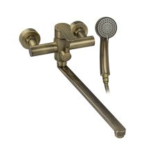 Смеситель для ванны однорычажный МАГНУС/MAGNUS 92291 длинный излив, нерж сталь/бронза