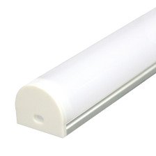 Профиль для светодиодной ленты CAB283 круглый с матовым экраном, 2 заглушки в комплекте алюминий