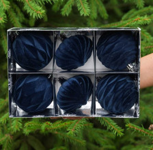 Набор украшений новогодних Шар 8см 6шт Бархат Сапфир LN19-4