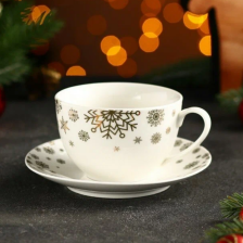 Чайная пара 250 мл Новый год Снегопад 7989978