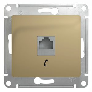 Розетка ТЛФ 1-м скрытой установки Glossa GSL000481Т RJ11 титан