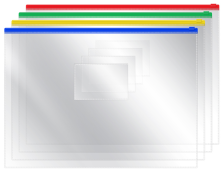 Папка-конверт на zip-молнии А4 120мкм OfficeSpace прозрачная, цветная молния
