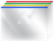 Папка-конверт на zip-молнии А4 120мкм OfficeSpace прозрачная, цветная молния