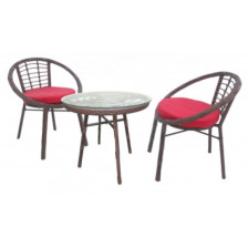 Набор мебели иск. ротанг Амальфи SR003 (стол++2 кресла) коричневый,красный