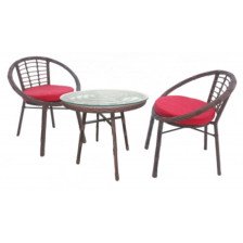Набор мебели искусственный ротанг Амальфи SR003 (стол++2 кресла) коричневый,красный