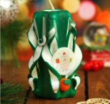 Свеча резная "Хрюшка" зеленая 10-11 см, 3664360