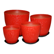 Горшок керамический с поддоном Бутон Винил 21см красный