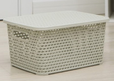 Корзина для хранения 37х28х19 Ротанг белый с крышкой М2375