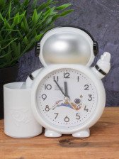 Часы-будильник с подставкой для канцелярии Astronaut, white 7061
