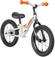 Беговел NOVATRACK 14" BREEZE белый, сталь, цветной спицованный обод, камера, покрышка