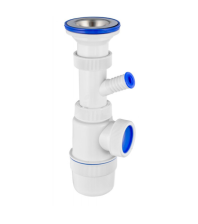 Сифон бутылочный Элит VIR с металлической сеткой и отводом 614 (35)