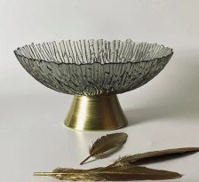 Фруктовница 25 см на ножке стекло темное LENARDI 200-117