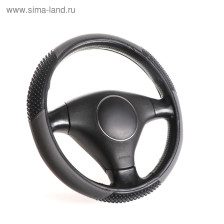 Оплетка руля 38 см TORSO кожа PU, 3 массажные вставки черно-серая 3575929