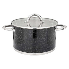Кастрюля нержавеющая 6,0 л Black Marble крышка стекло Agness 937-309