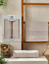 Набор полотенец махровых 2 шт 50х90 + 70х140 бежевый Kasmir Two Dolphins