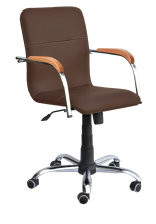 Кресло "Самба G М "(Кожа искусственная,DO,№760 (корич),ТГ,кр Альфа(600)softBL,подл Самба softBL,ролик ст)