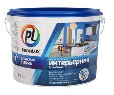 Краска ВД PL-10L латексная влагостойкая супербелая 14кг Profilux