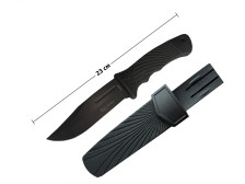 Нож прорезин рукоять (цв. черн.) - 12см, длина - 23см, в чехле, цвет черный 701943